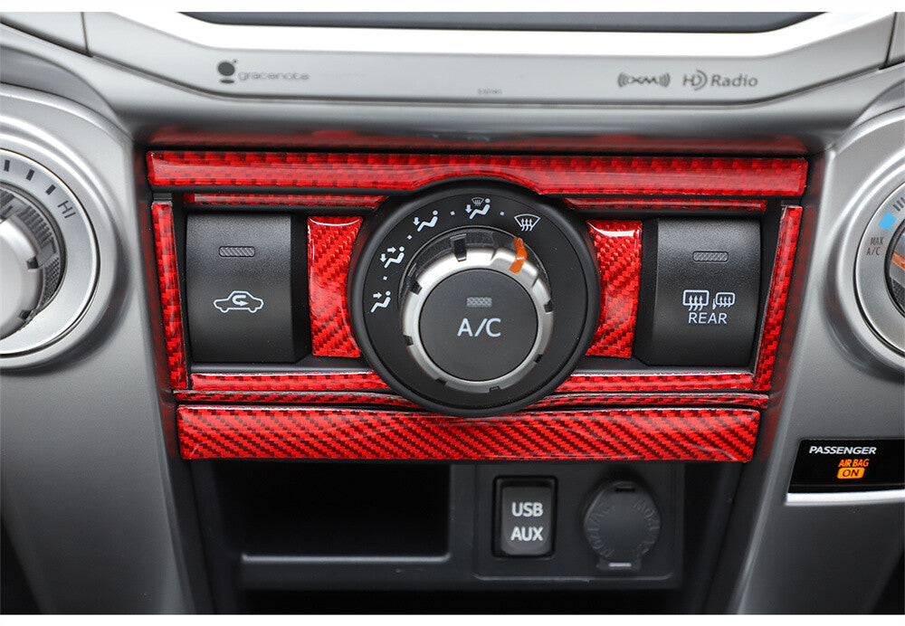 12¡ÁRed Carbon Fiber Air Conditioning Switch Button Trim For Toyot@ 4Runner 2010+