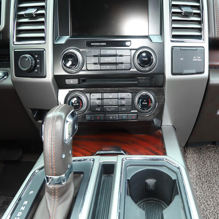 For 15-20 F150 Black Wood Grain Air Conditioner A/C Switch Panel Cover Trim v