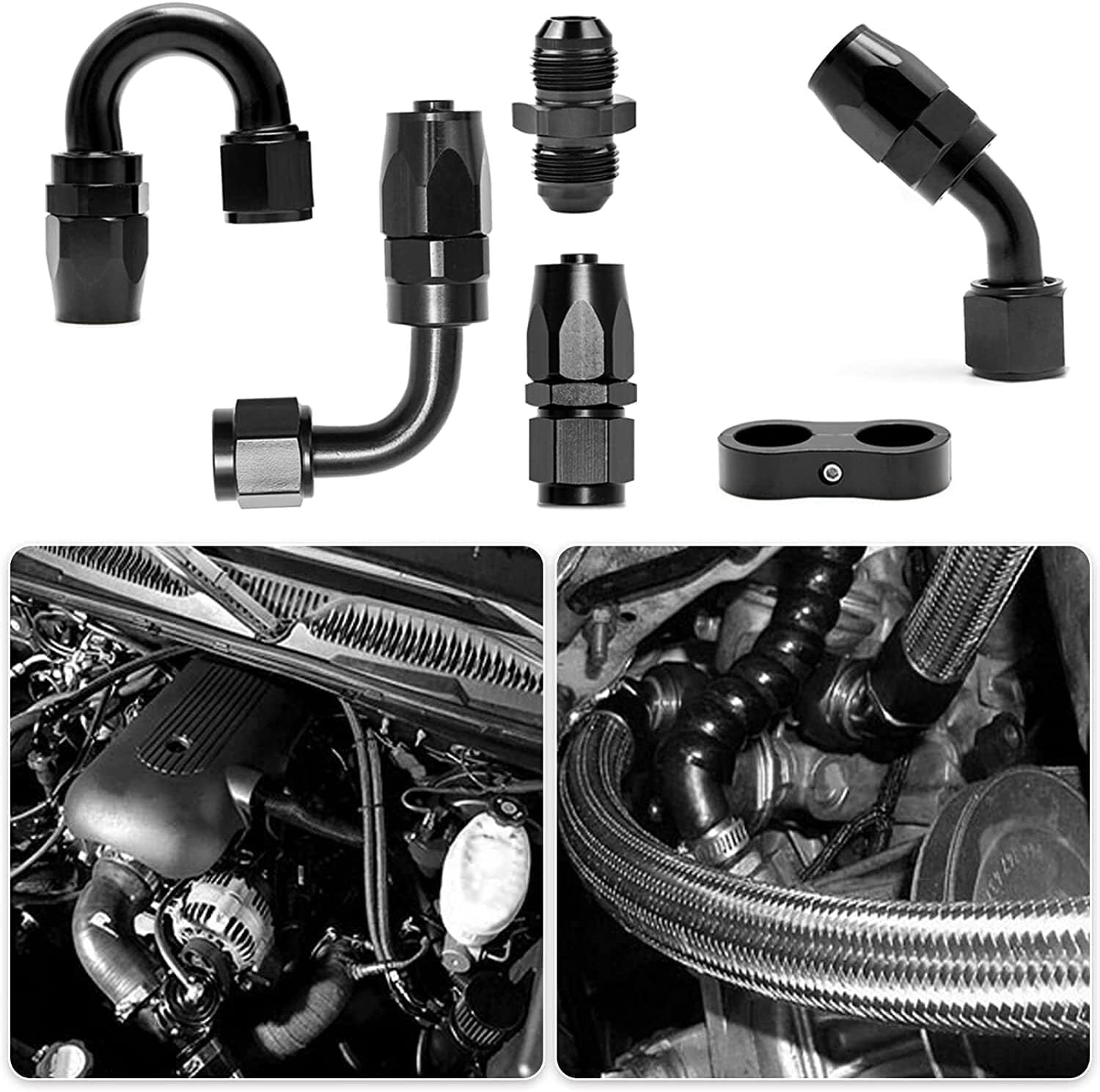 AN10 10AN Rotary Fuel Hose End Connector Hose Splitter Clamp Male Connector Adapter