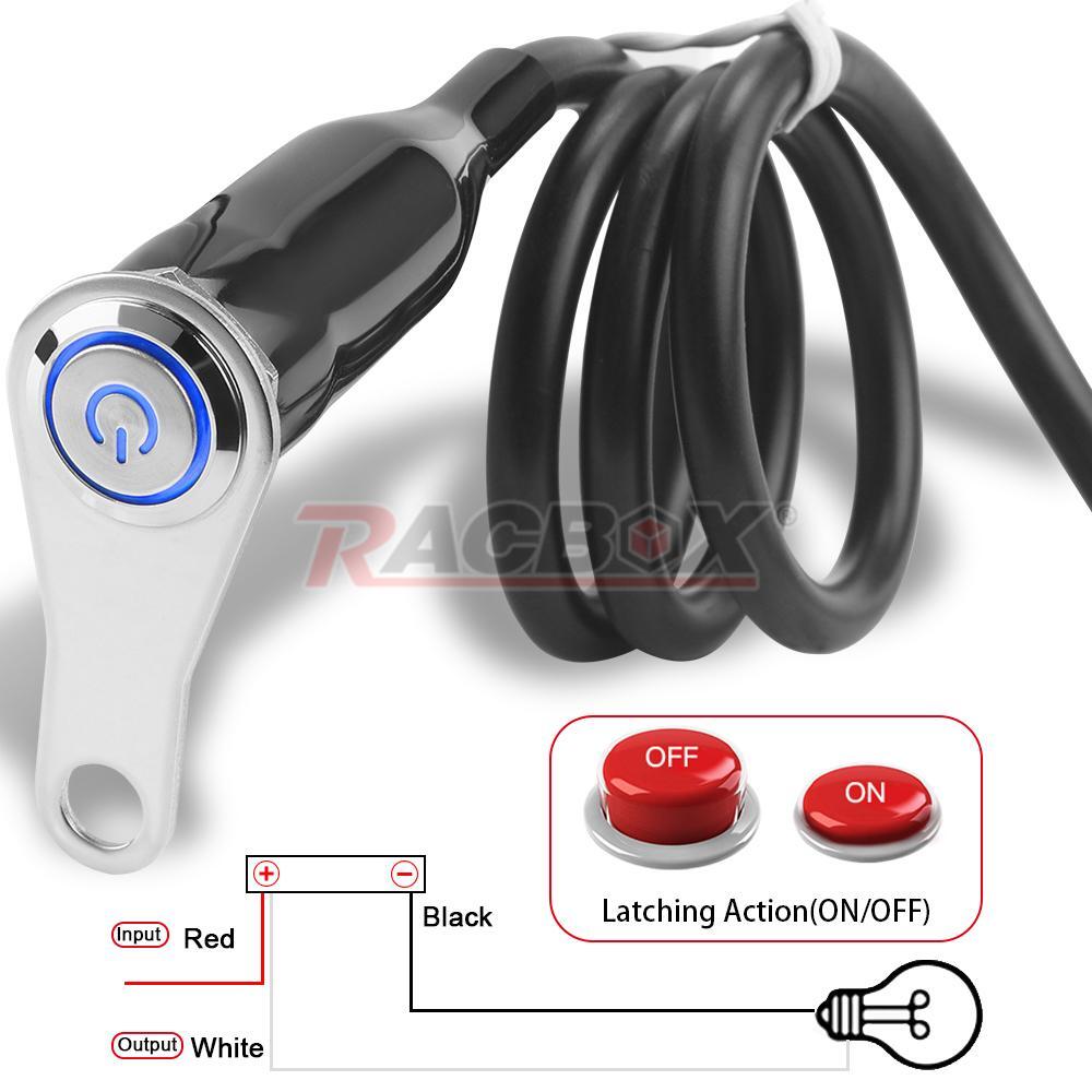 Blue LED Motorcycle ON+OFF Handlebar Mount Push Button Switch 12V Fog Headlight