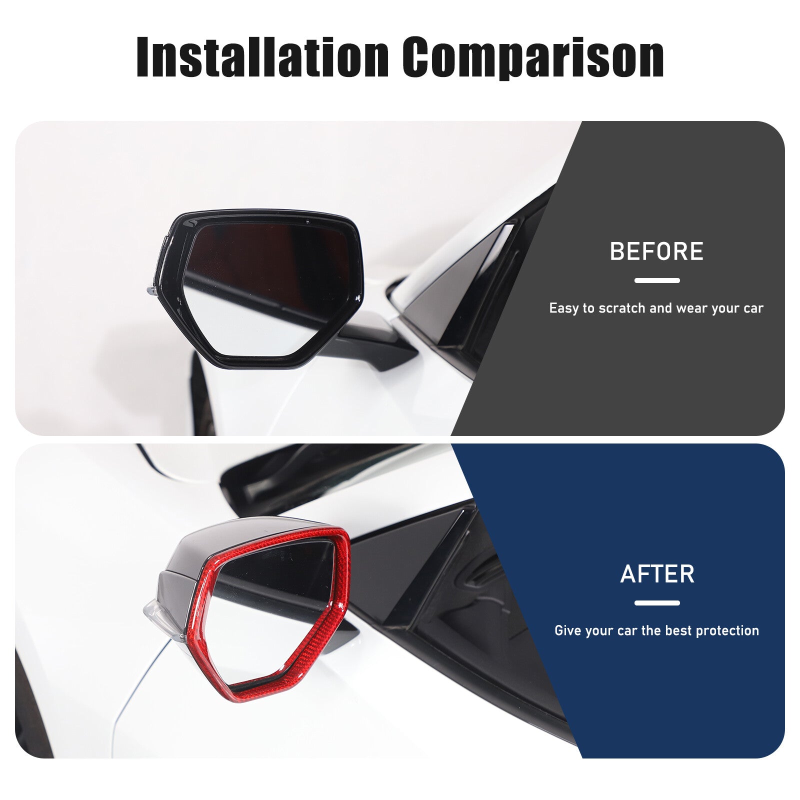 Carbon fiber red side mirror cap trim for Corvette C8 2020-24 n