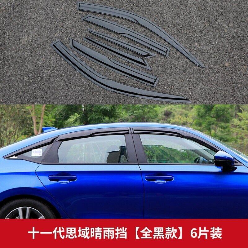 6-piece set of black sun visor ventilator covers and rain covers for 2022-2025 for Honda for Civic sedans.