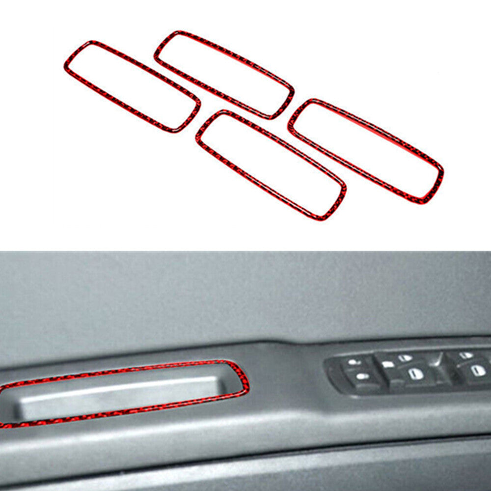 4Pcs Carbon Fiber Inner Door Handle Frame Cover Trim for VW for Golf 8 MK8 GTI 2021 v
