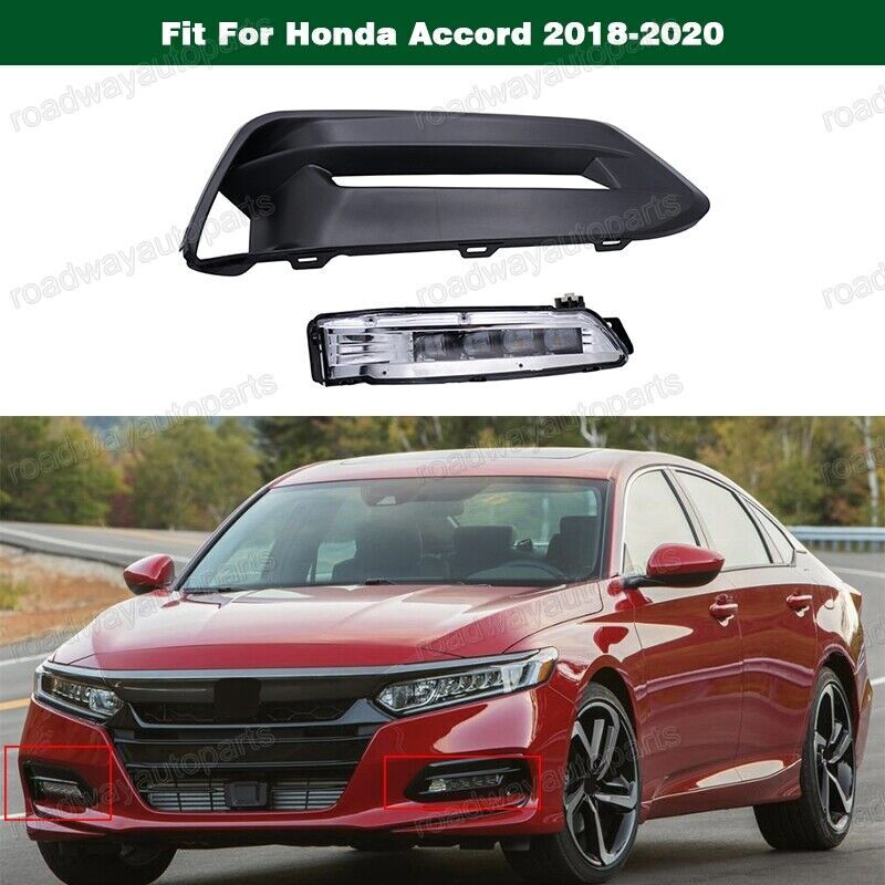 LED driver's fog light with cover and trim on right side, suitable for Honda Accord 2018 - 2020