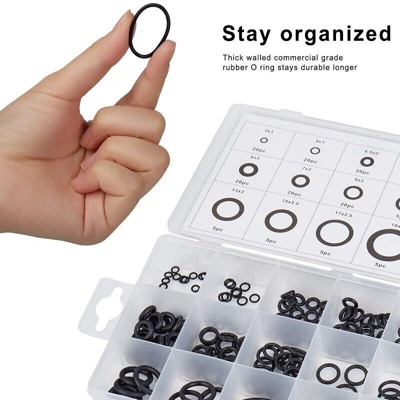 225 Pcs O-ring Assortment Sealing Rings Set Nbr Rubber Washers Gasket