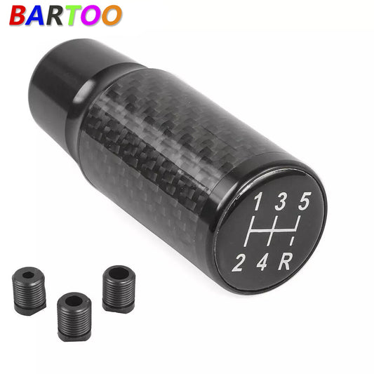 Universal Black Carbon Fiber Auto Manual Gear Stick Lever Car Shift Knob 5 Speed