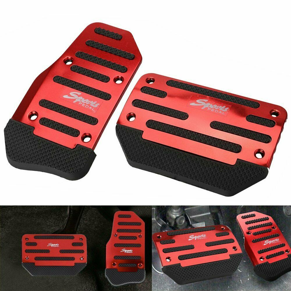 Car Aluminum Automatic Gear Brake Accelerator Anti-Slip Foot Pedal Protector 2 pcs - v