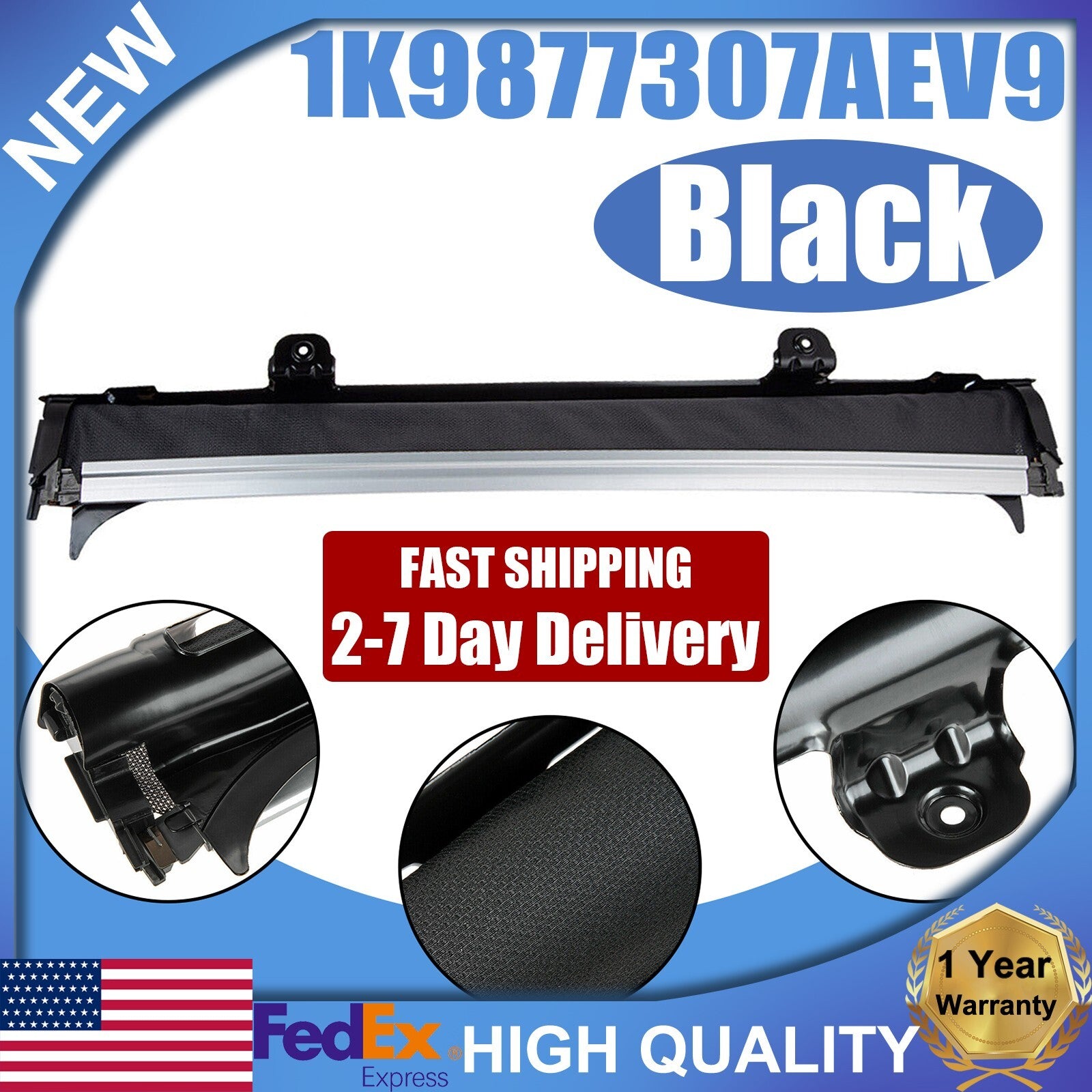 Panoramic sunroof sunshade assembly cover, black, suitable for Golf and for Audi Q5 1K9877307AEV9- n