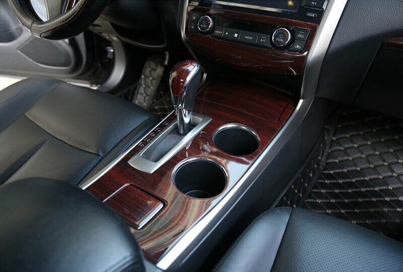 Console Gear Shift Water Cup Panel 4 for Nissan Altima Teana 2013-15 Wood Grain