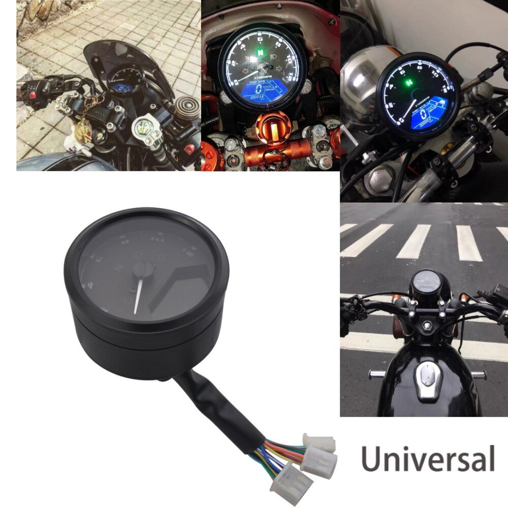 Motorcycl LCD Digital Tachometer Speedometer Odometer Gauge MPH KM/H Universal
