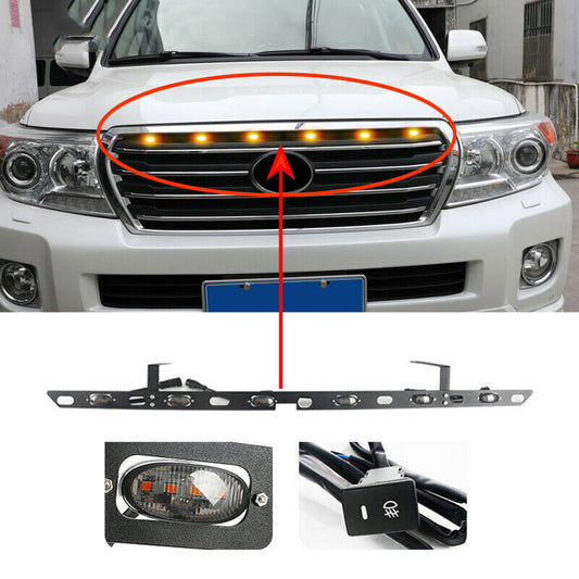 for Land Cruiser 2008-2015 Smoked Lens Amber LED Center Grille Running Light Kit