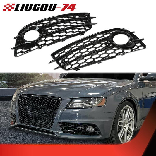 Fit Fit for Audi A4 B8 S S4 Bumper 08-12 Honeycomb Fog Lamp Cover Grille - v