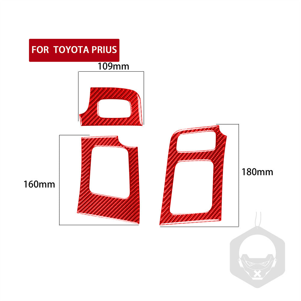 For Toyot@ Prius 2012-2015 RHD Side Air Vent Outlet Panel Cover Red Carbon Fiber