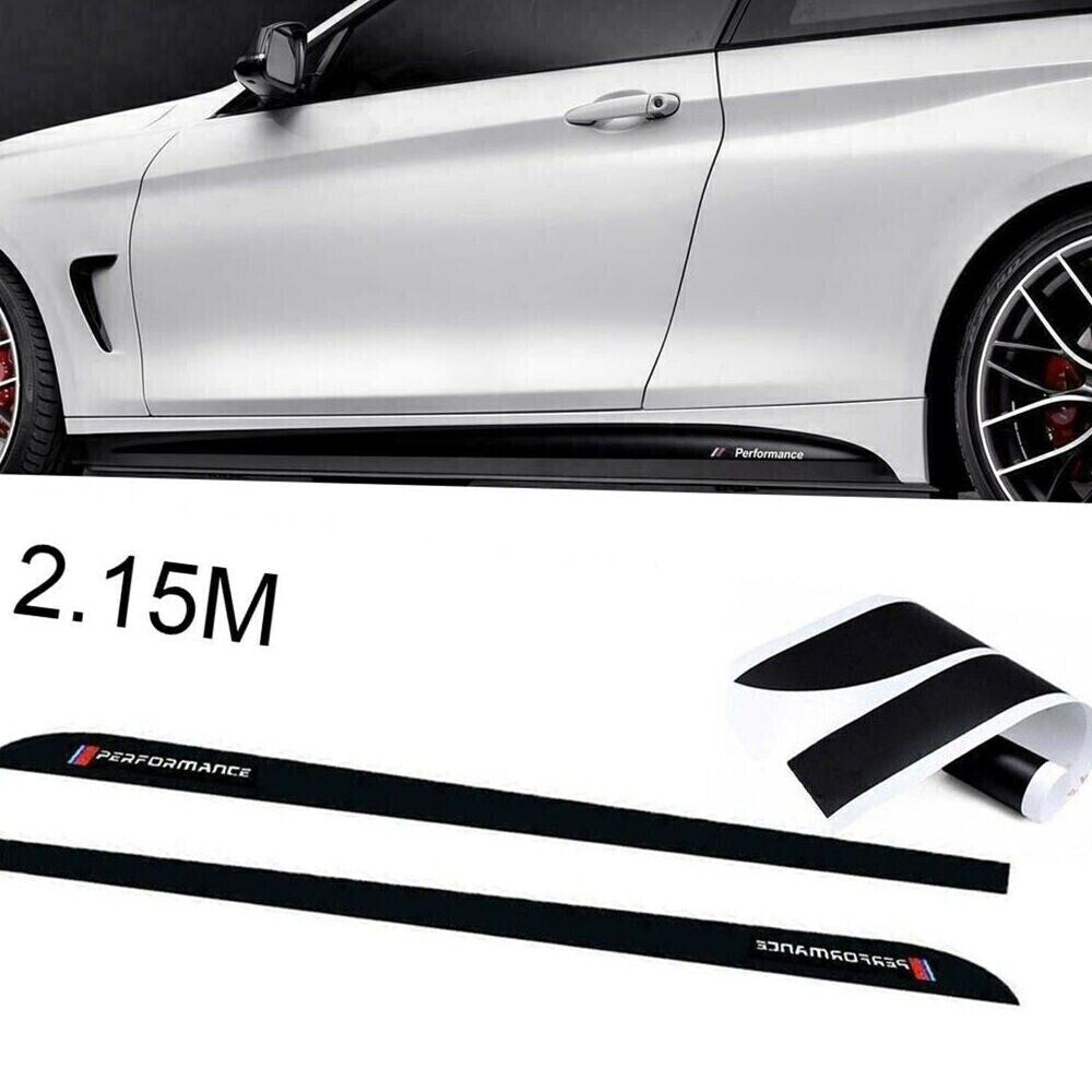 Performance 2.15M Glossy Black Side Skirt Sill Decal Stripe Stickers For New n