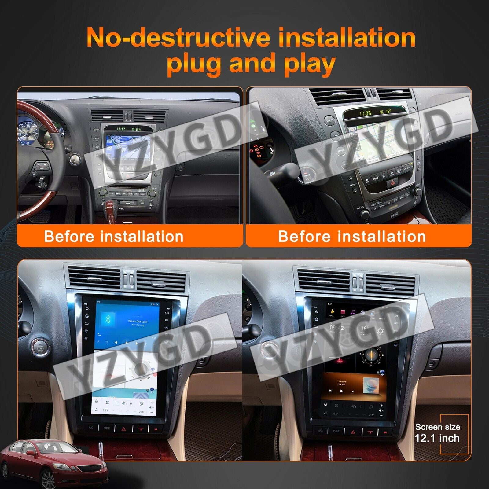 Android CarPlay Car Radio for Lexus GS 300 GS460 2004-2011 Stereo Player Screen