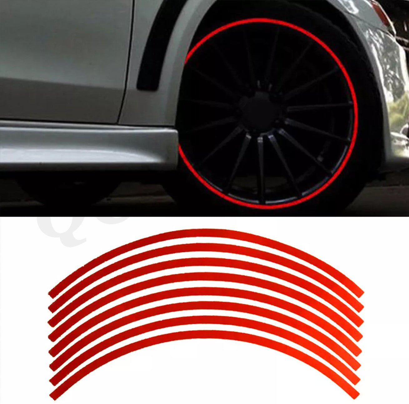 16x18 inch Red Reflective Sticker Car Motorcycle Wheel Stripe Decal Accessories