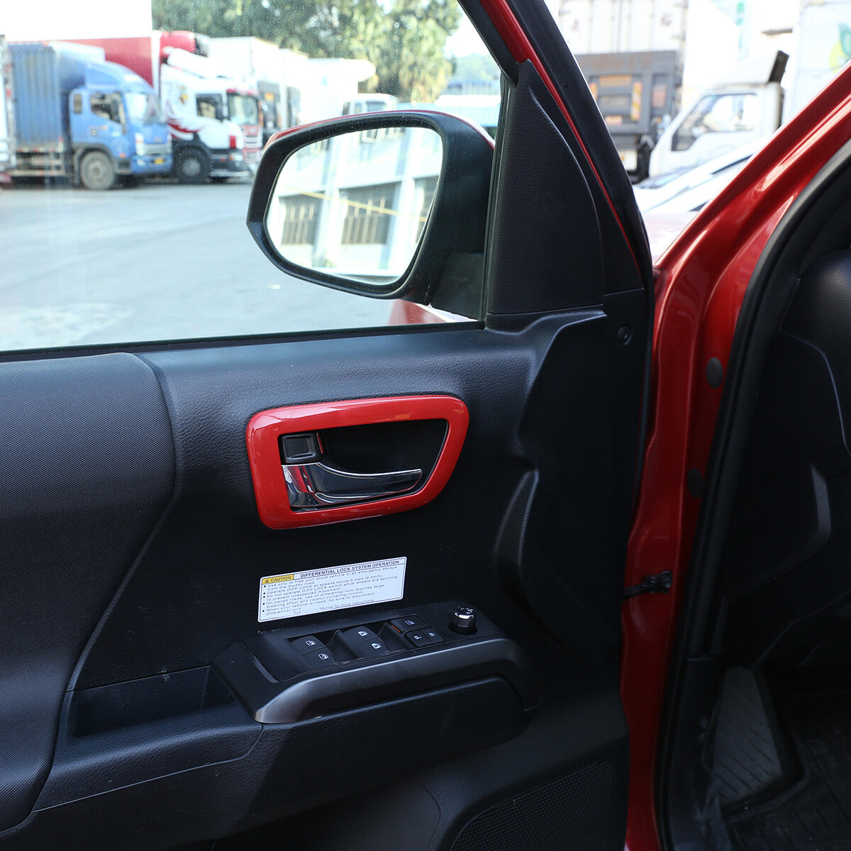 Red ABS interior handle trim frame for Tacoma 2016-2022 n