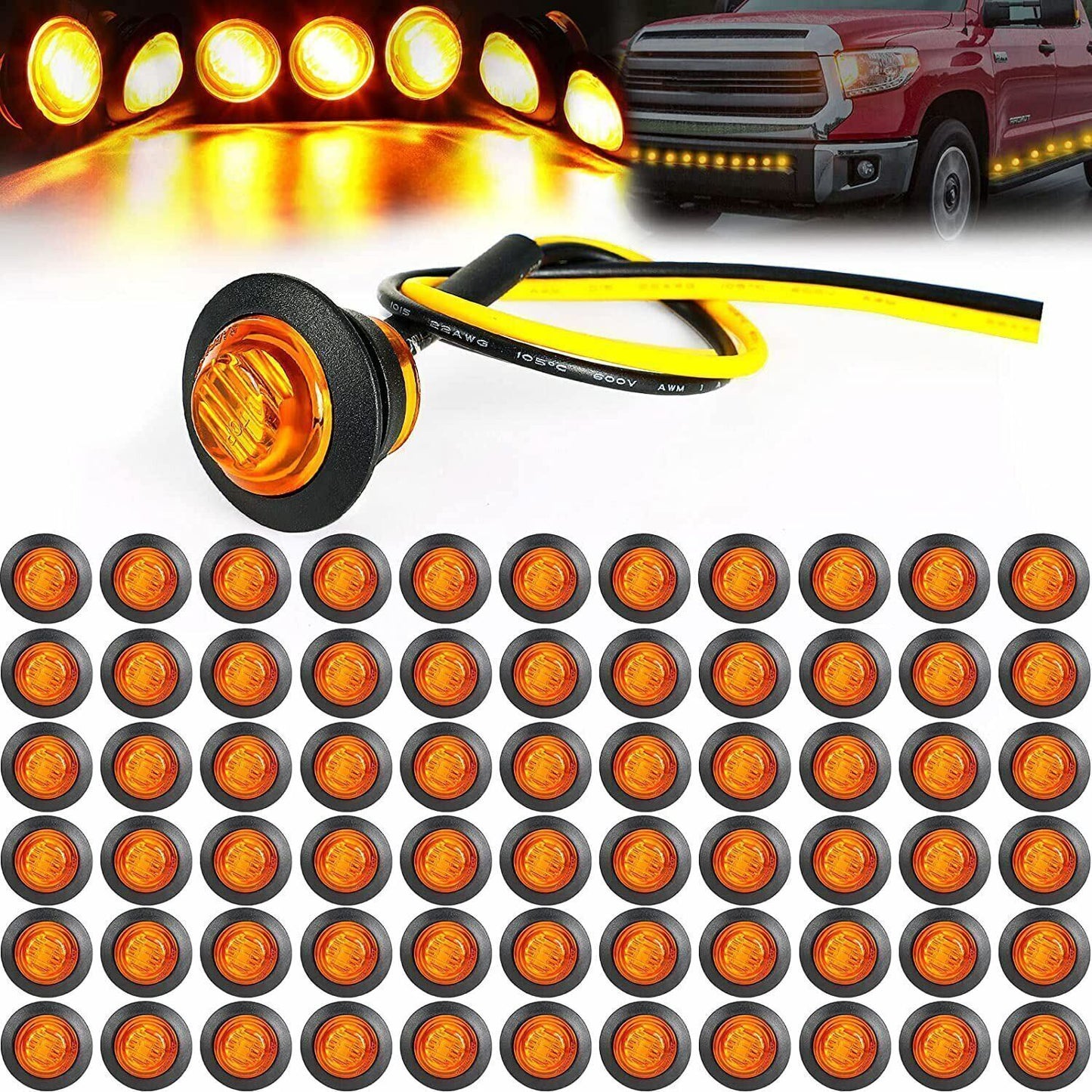 3/4 12V Marker Lights LED Bullet Green Blue Truck Trailer RV Round Side Lamp