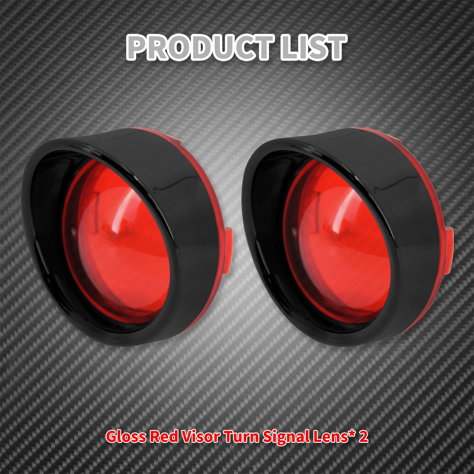 Black Visor Turn Signal Bezels Red Lens Cover Fit for Harley Sportster Touring