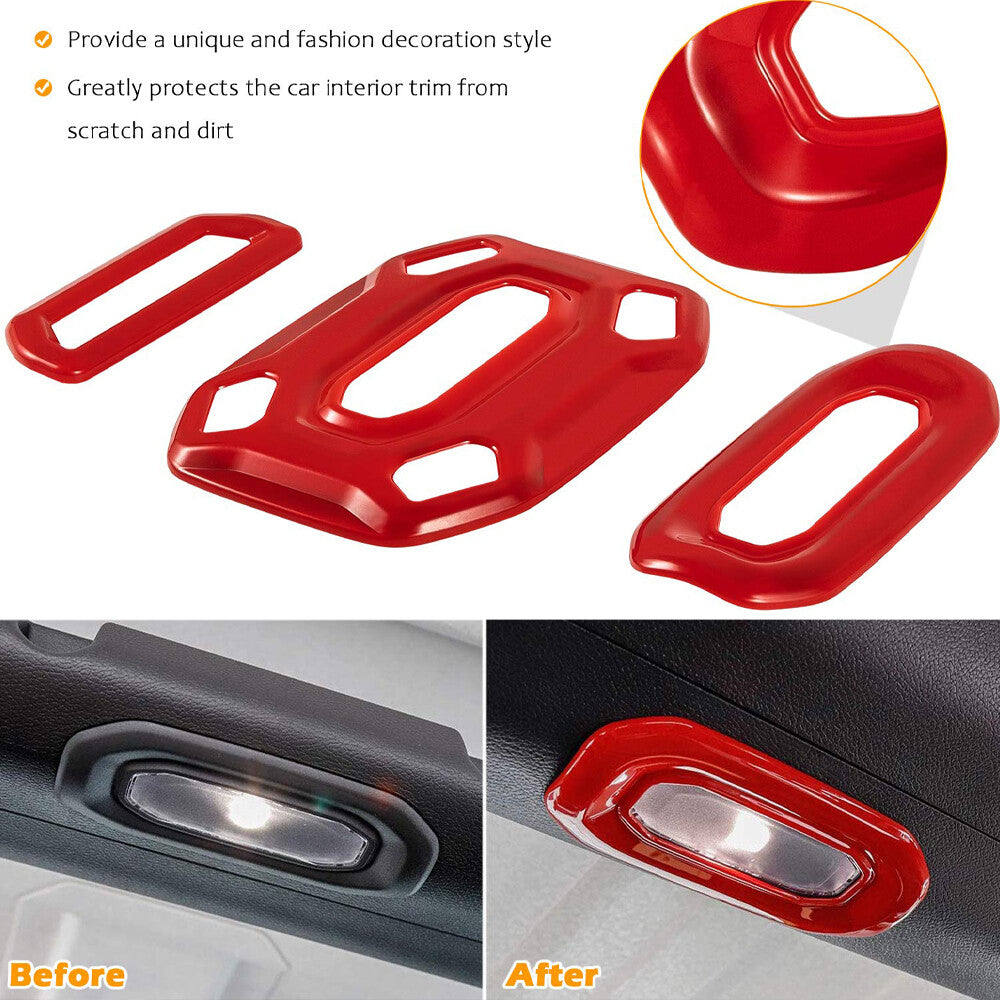 Red Car Roof Reading Lamp Light Decor Cover Trim for Jeep for Wrangler JL 2018-2023