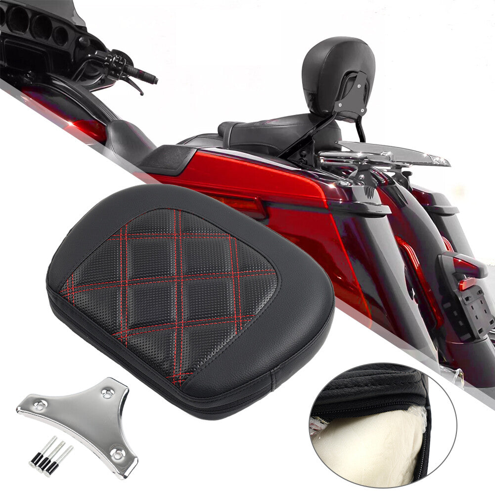 Black Stitching Passenger Sissy Bar Backrest Pad Bracket FIT for Harley Street Glide Q