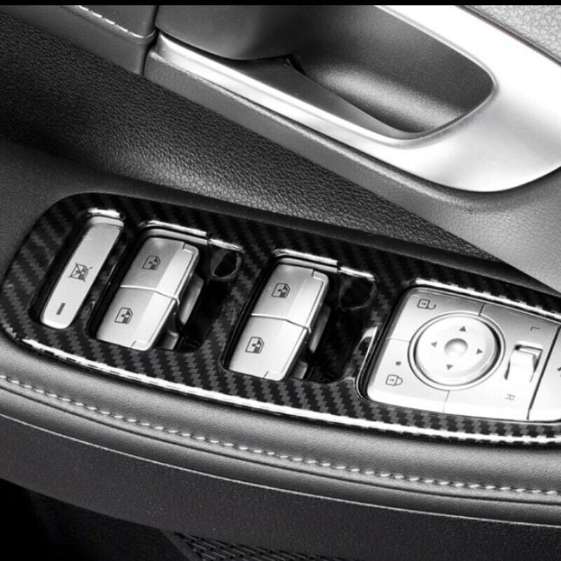Carbon Fiber 4X Window Lift Switch Panel Cover Trim for Hyundai Sonata 2020 2021