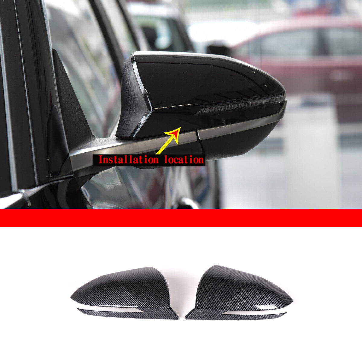 Carbon fiber side mirror cap trim for Hyundai Santa Cruz 2022 - 2024