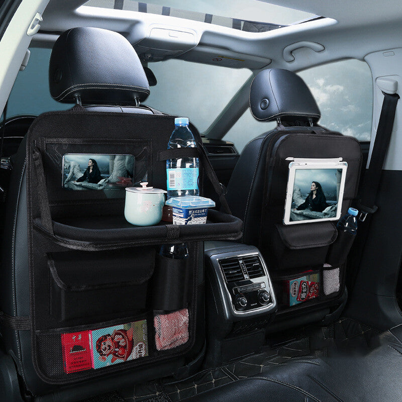 1Pc Car for Seat Back Organizer Folding Tablet Holder Travel Storage Bag Black Q
