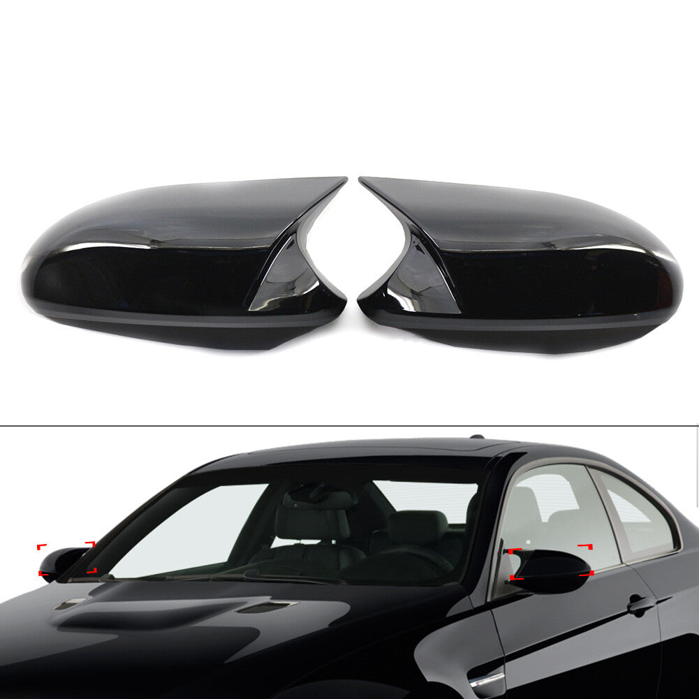 Black Rearview Mirror Cover Caps for BMW E81 E82 E87 E88 E90 E91 E92 93 PRE-LCI