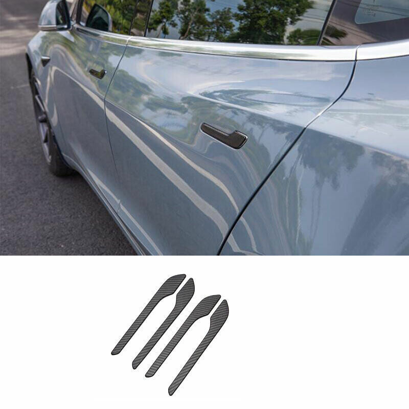 Matt Carbon ABS Outside Door Handle Cover Trim 4pc For Model 3 2017-2021 n