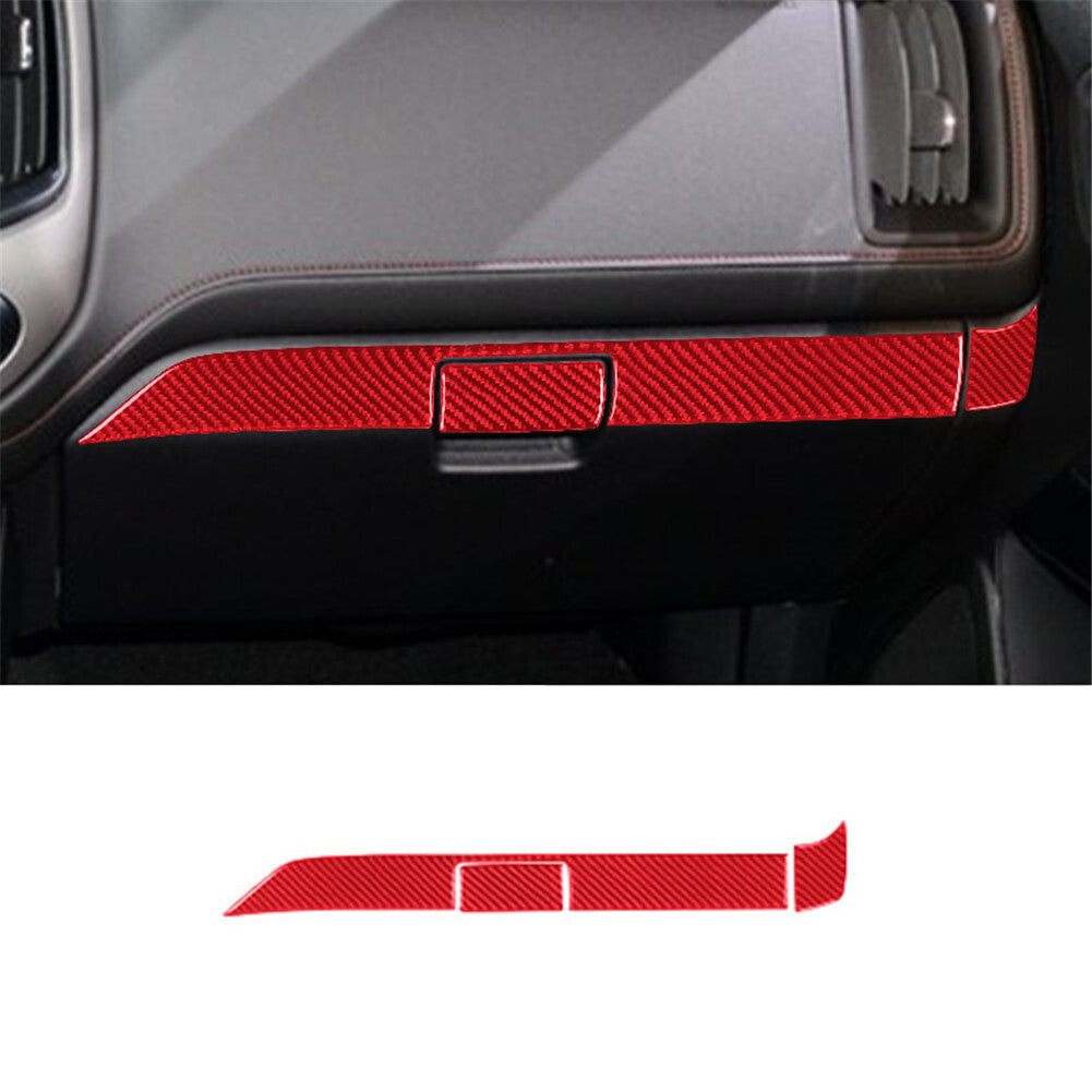 2Pcs Red Carbon Fiber Interior Gear Shift Panel Cover Trim for Audi Q7 2007-2015 v