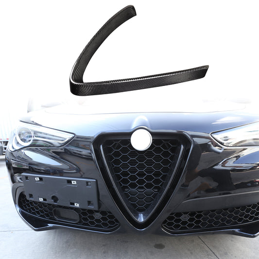 Suitable for 17-22 for Alfa Romeo for Stelvio carbon fiber front V-shaped grille center cap