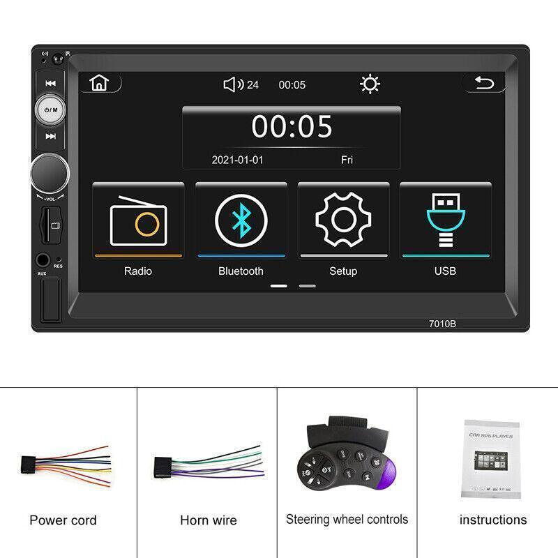Car Touch Screen Carplay 7Double 2DIN BT Stereo FM Radio USB AUX MP5 Player Set