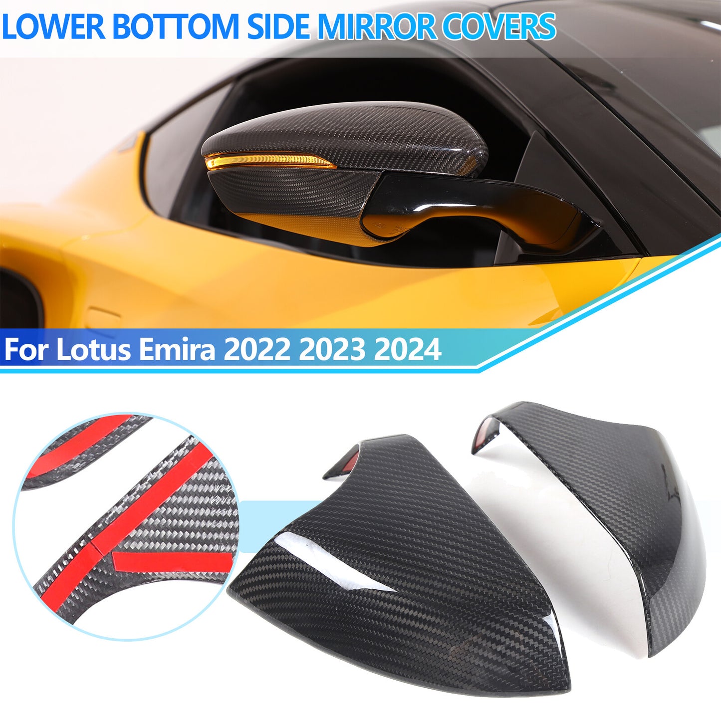 Carbon fiber door side mirror lower base cover for Lotus Emira 2022 - 2024 n