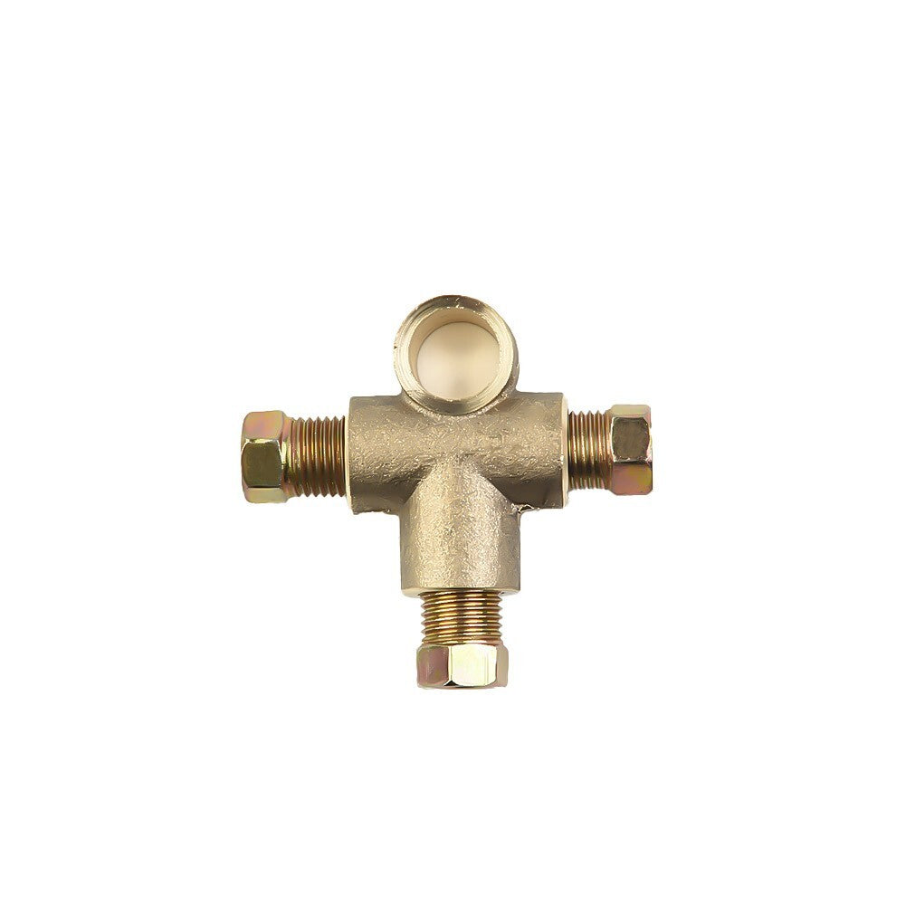 3 Way Brake T Piece Tee With 3 Male Nuts Short Union Metric M10 3/16 Pipe 10mm