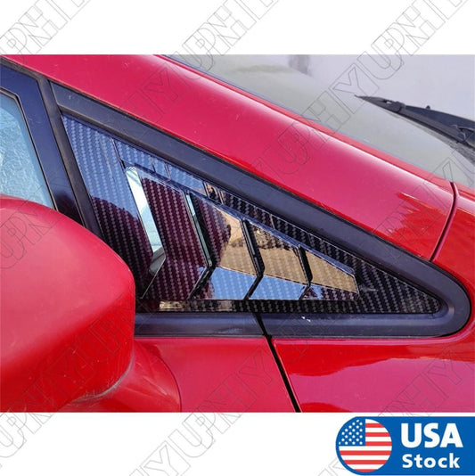 2 pcs/set Carbon Fiber Color Front Quarter Window Louver Shutter Trim new