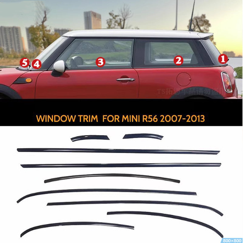 for Mini Cooper R56 2-Door 08-2013 Window Sill Molding Trim Strip Cover Black B n
