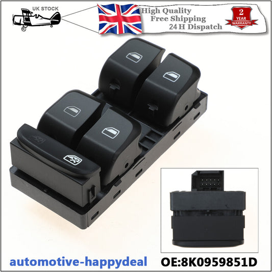 MASTER WINDOW CONTROL SWITCH DRIVER SIDE 8K0959851D for AUDI A4 (B8) A5 Q5