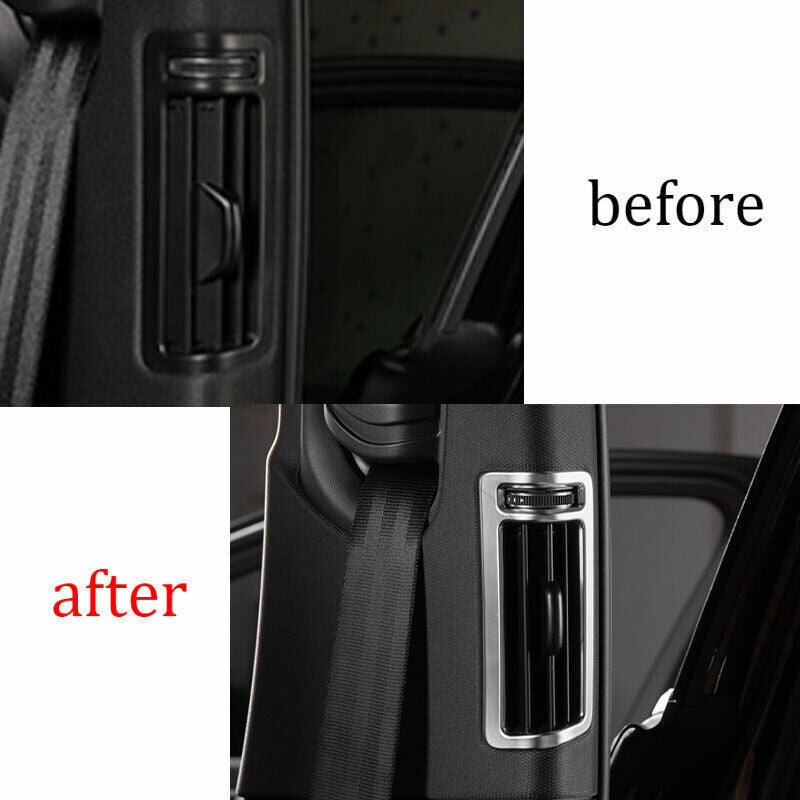 Fit for Audi A6 A7 2019-2024 Matte Silver B Pillar Air Outlet Vent Cover Trim 2P