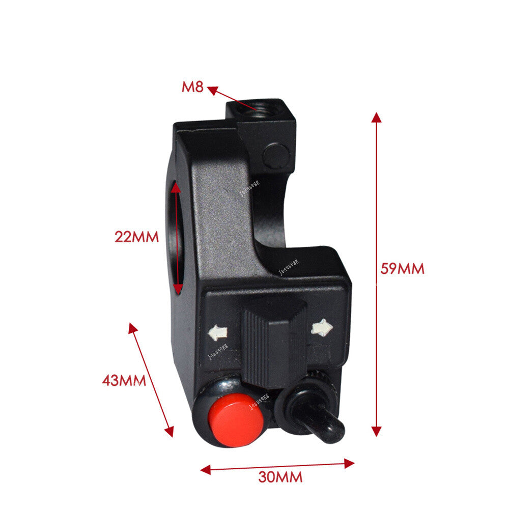 22mm Motorcycle Handlebar Mount Switches Assembly For horn turn Signal fog light Q