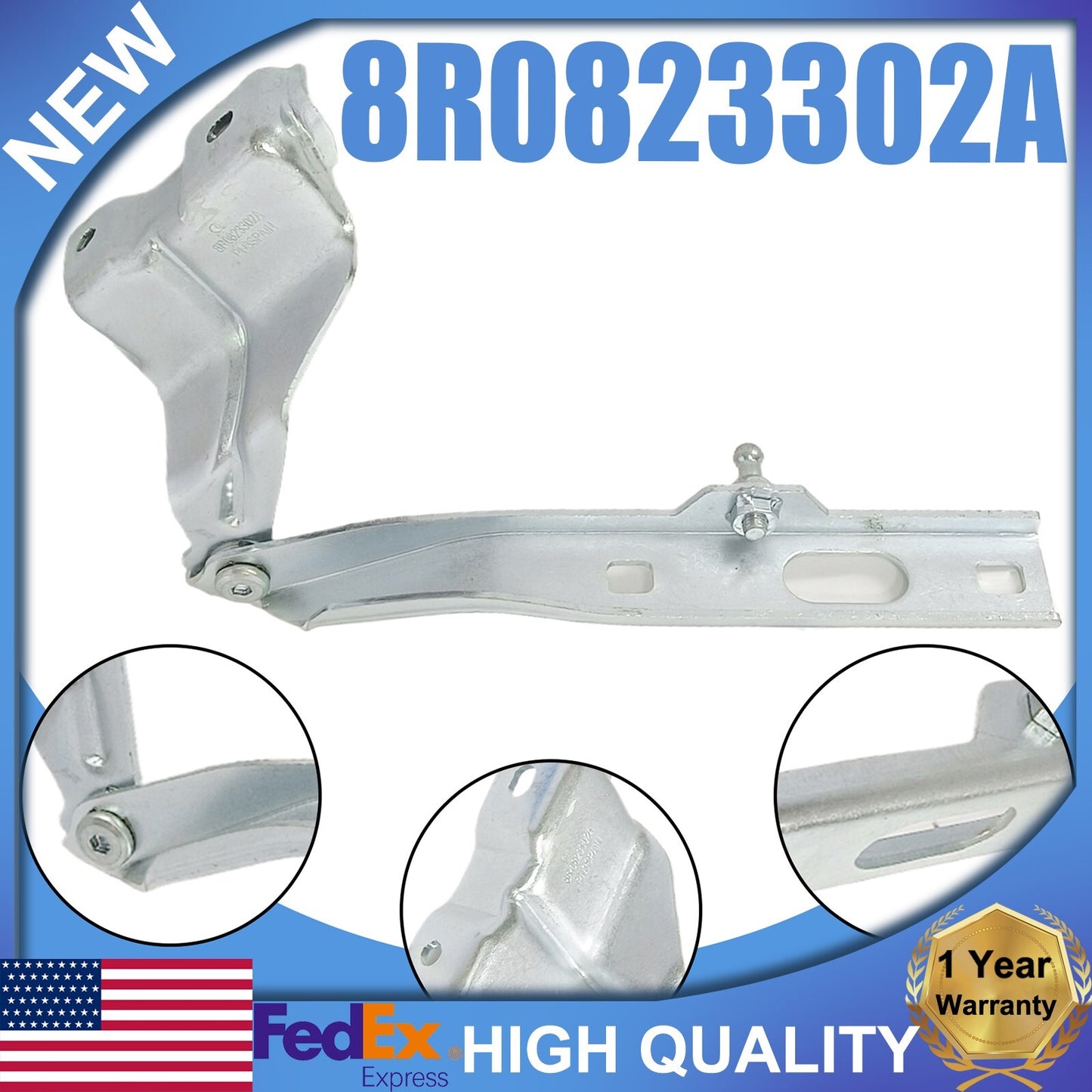 Right front hood hinge for Audi Q5 2009 2010 2011 2012 - 2017 #8R0823302A- n