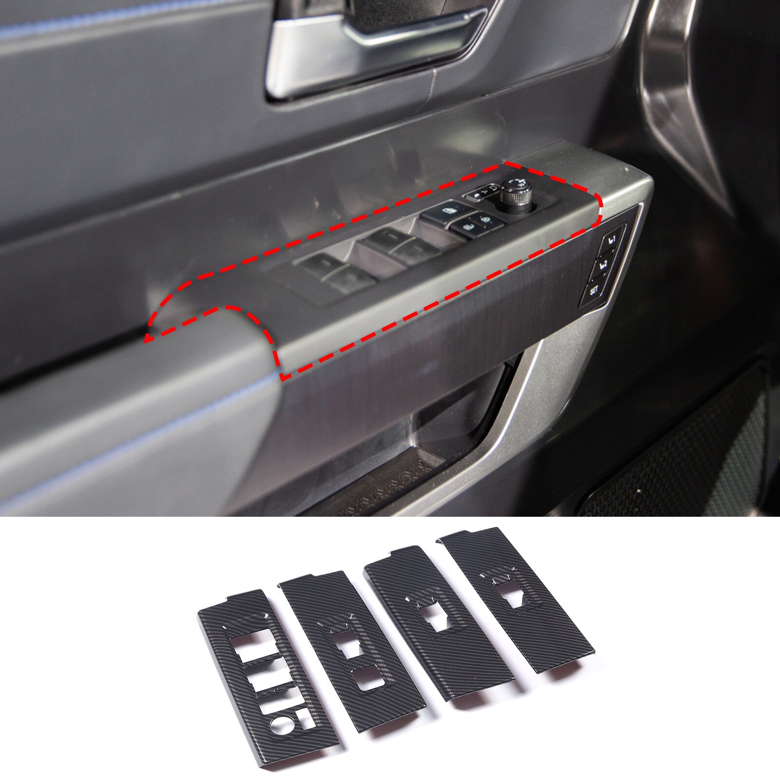 2-Pack Red Carbon Fiber Headlight Brow Strips for Corvette C7 2014-2019