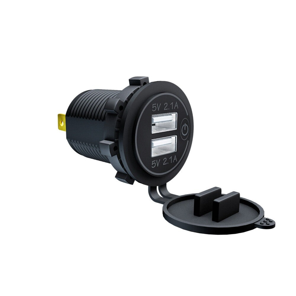 Touch Switch Car Cigarette Lighter Socket Dual-USB-Port Charger Power Outlet ABS n