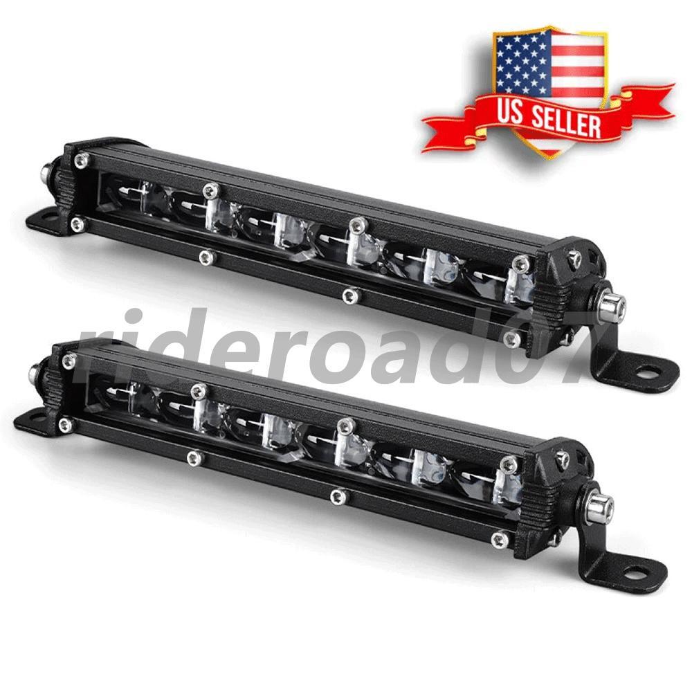 2X 7Inch LED Slim Work Light Bar Flood Spot Pods Offroad Fog Driving SUV Truck