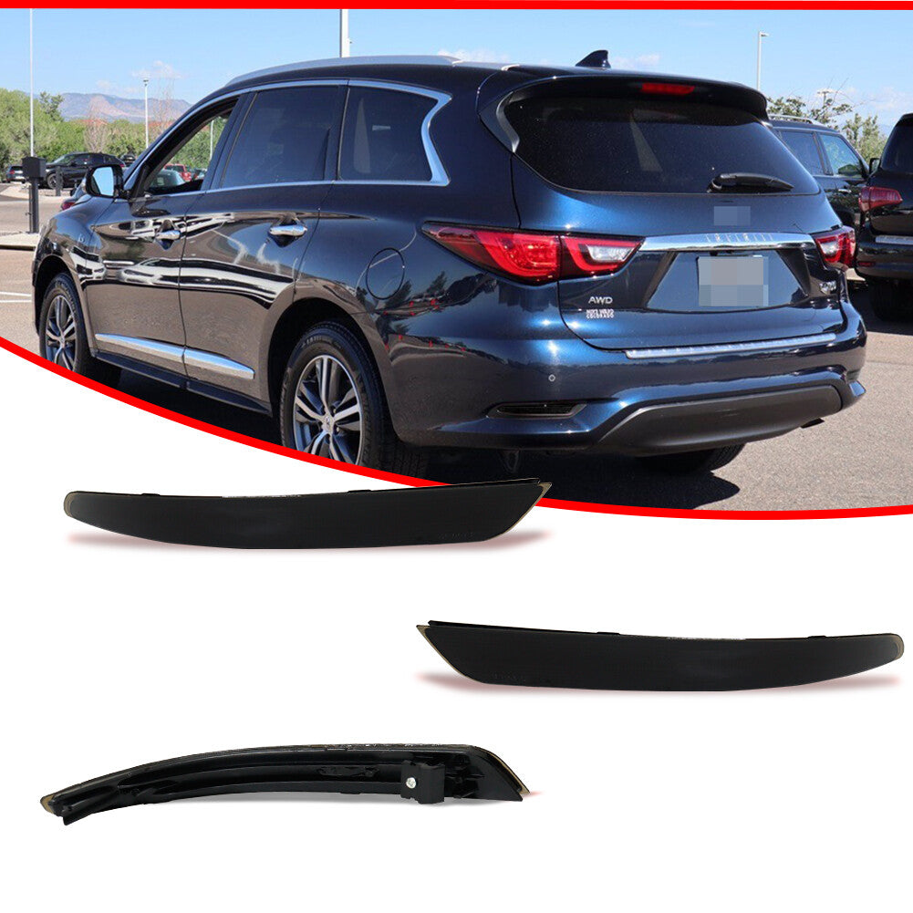 Rear Bumper Smoked Reflector Lens Trim Pair 2 Piece Set for 2016 - 20 for Infiniti QX60- v