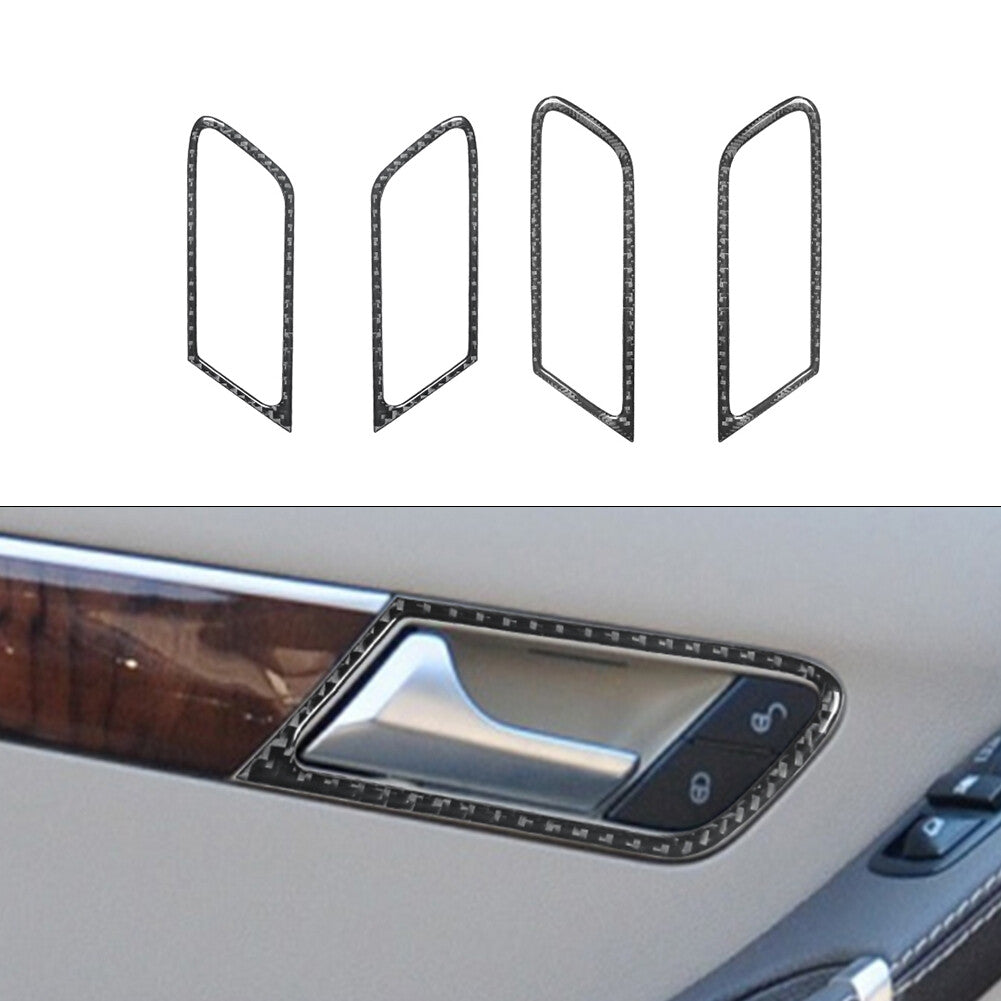 for Mercedes R-Class 2009-2012 4Pcs Door Handle Frame Trim Cover Carbon Fiber