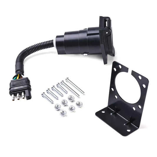 4 Pin to 7 Way Blade For RV Trailer Plug Adapter Truck Light Wire Connector