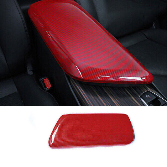 For Toyot@a for Camry 2018-2023 ABS Red Carbon Fiber Central Armrest Box Cover Trim n