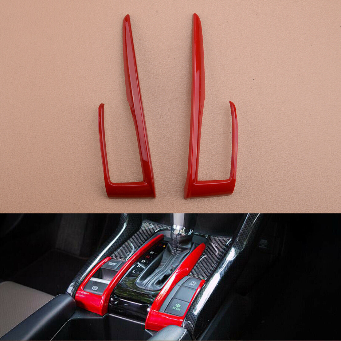 Red Interior Gear Shift Box Panel Cover Trim Frame Fit for for Honda for Civic 10th Gen v
