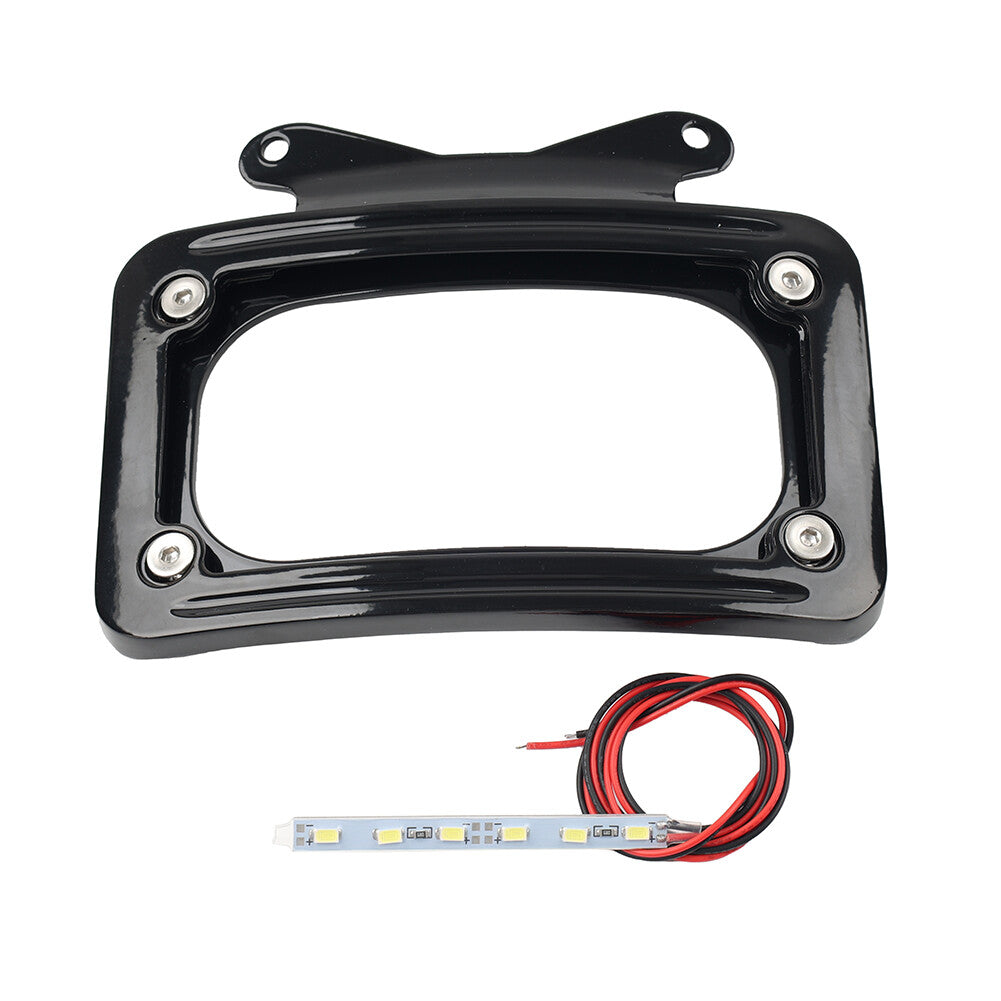 Rear Curved License Plate Frame W/Light for Harley Touring Road Glide FLTRX